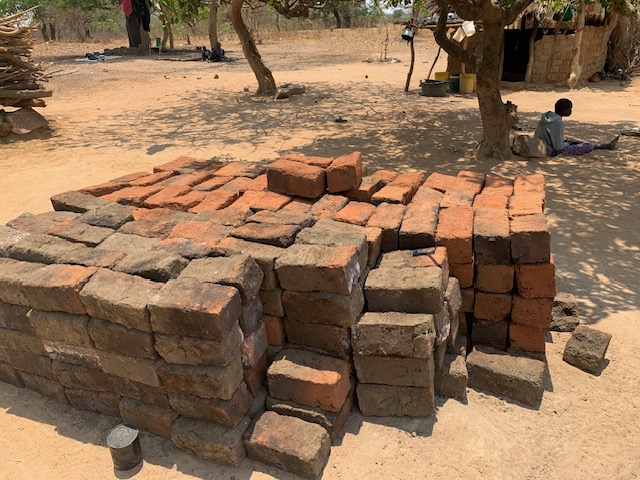 Bricks prepared by Mr Dimuna for extension