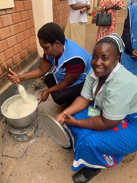 Food preparation for nutritional feeding programme in MMH.