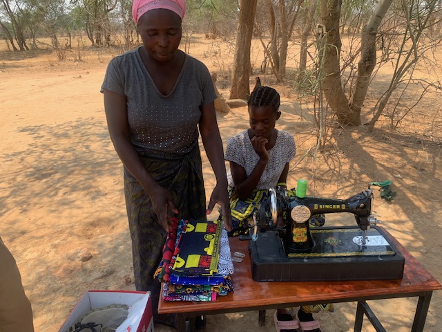 Mona with her sewing machine